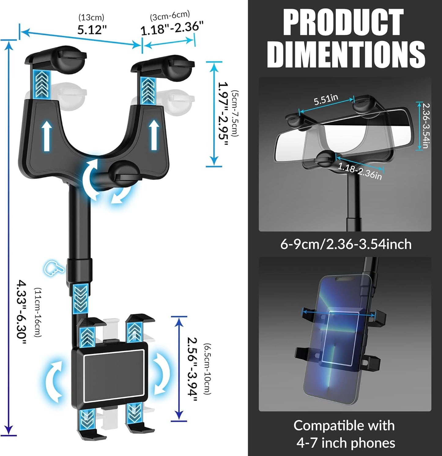 SXhyf Rear View Mirror Phone Holder