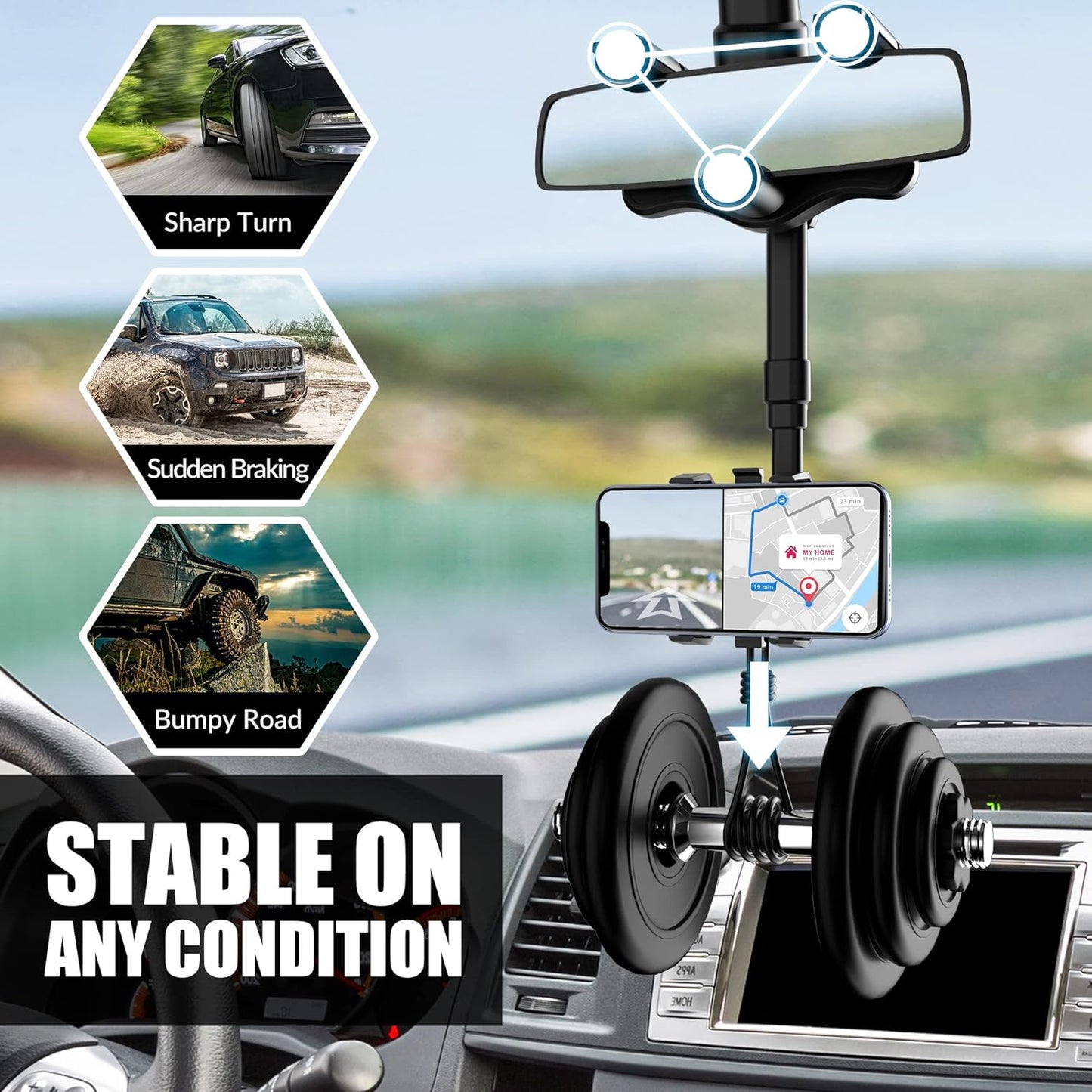 SXhyf Rear View Mirror Phone Holder